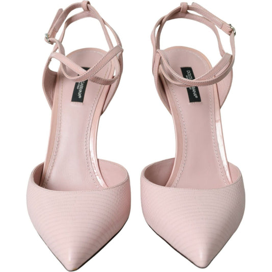 Dolce & Gabbana Pink Leather Ankle Strap Heels Pumps Shoes LA10710-41