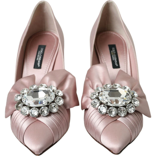 Dolce & Gabbana Pink Satin Crystal High Heels Pumps Shoes LA10746-36