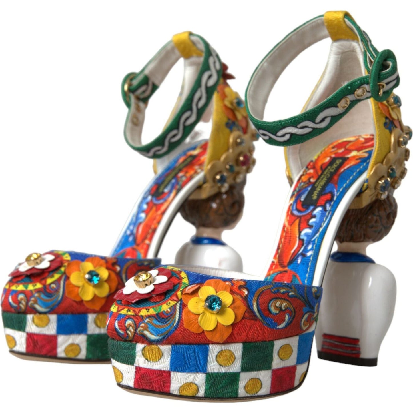 Dolce & Gabbana Multicolor Carretto Embellished Sandals Shoes LA10702-36.5