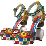 Dolce & Gabbana Multicolor Carretto Embellished Sandals Shoes LA10702-36.5