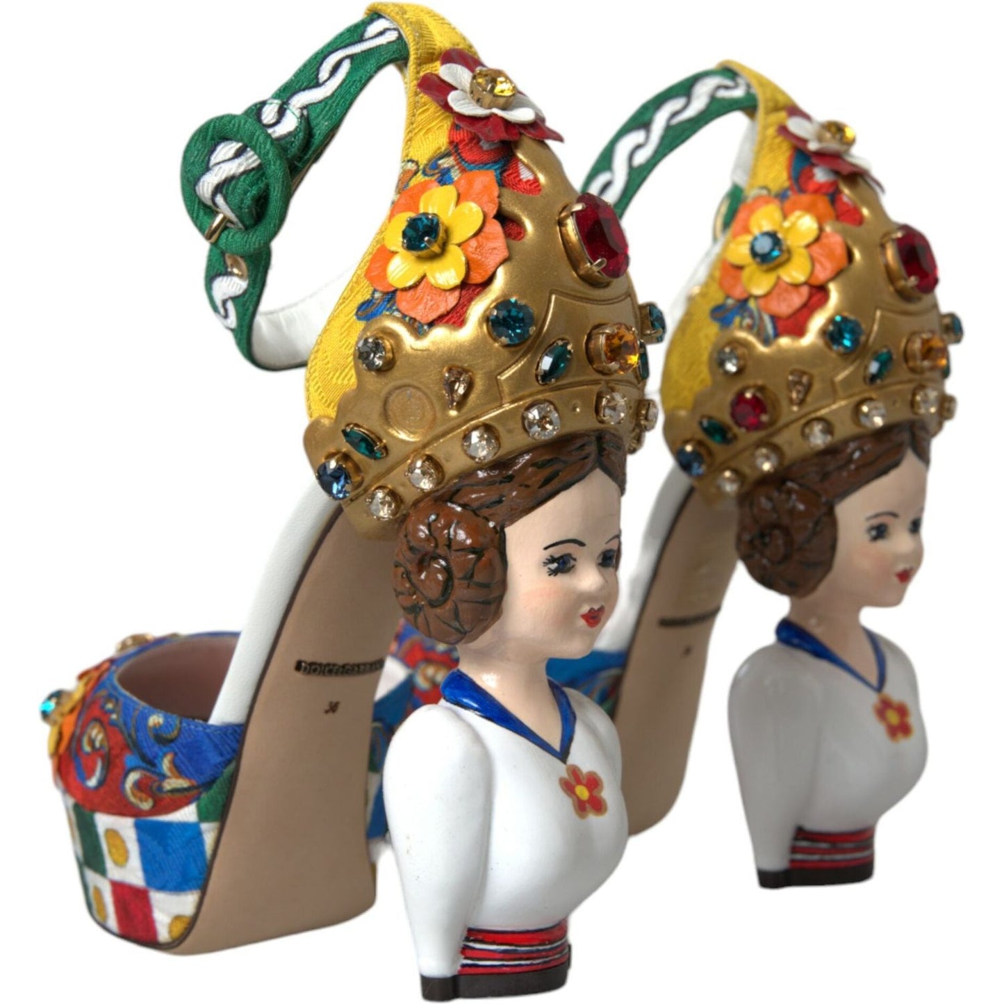 Dolce & Gabbana Multicolor Carretto Embellished Sandals Shoes LA10702-36.5