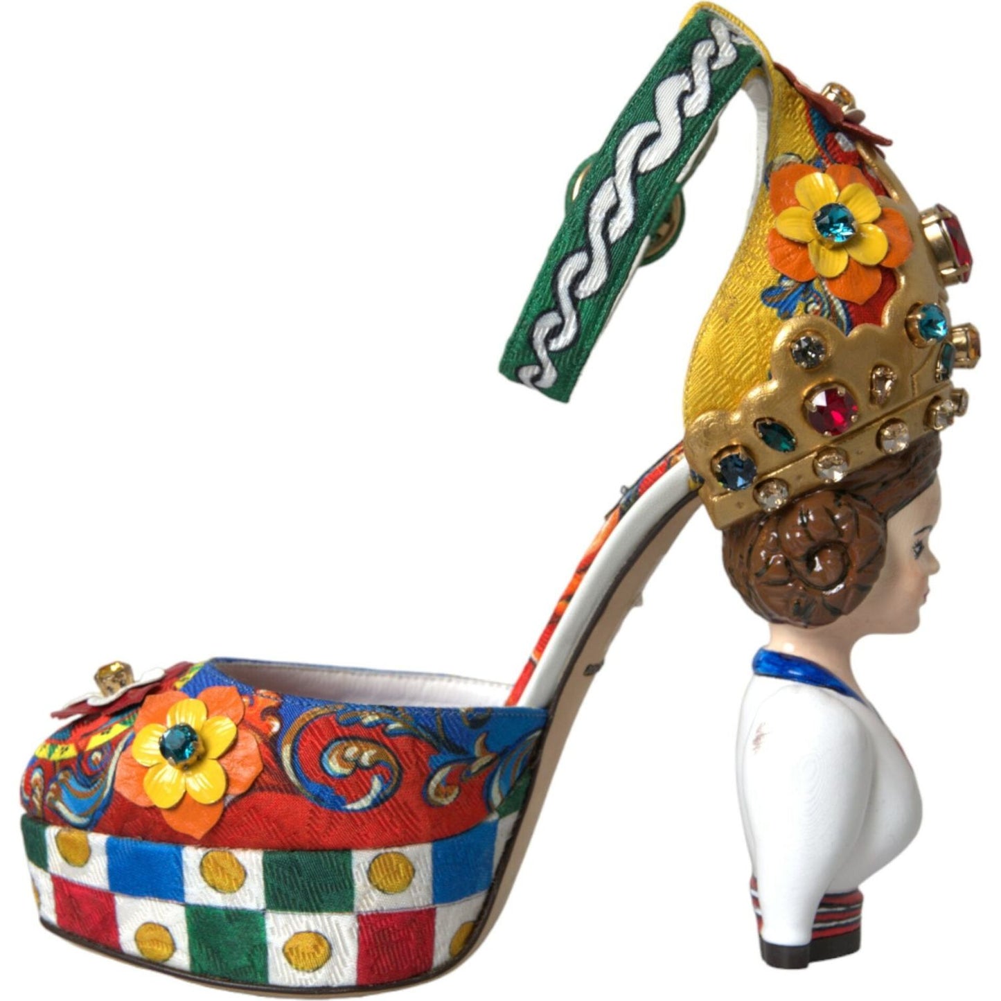 Dolce & Gabbana Multicolor Carretto Embellished Sandals Shoes LA10702-36.5