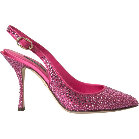 Dolce & Gabbana Pink Slingbacks Crystal Pumps Shoes LA10244-35.5