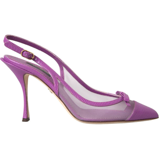 Dolce & Gabbana Purple Leather Mesh High Heels Slingback Shoes LA10808-39