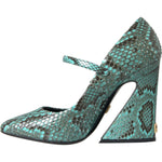 Dolce & Gabbana Aqua Python Leather Mary Jane Pumps Shoes LA10596-39