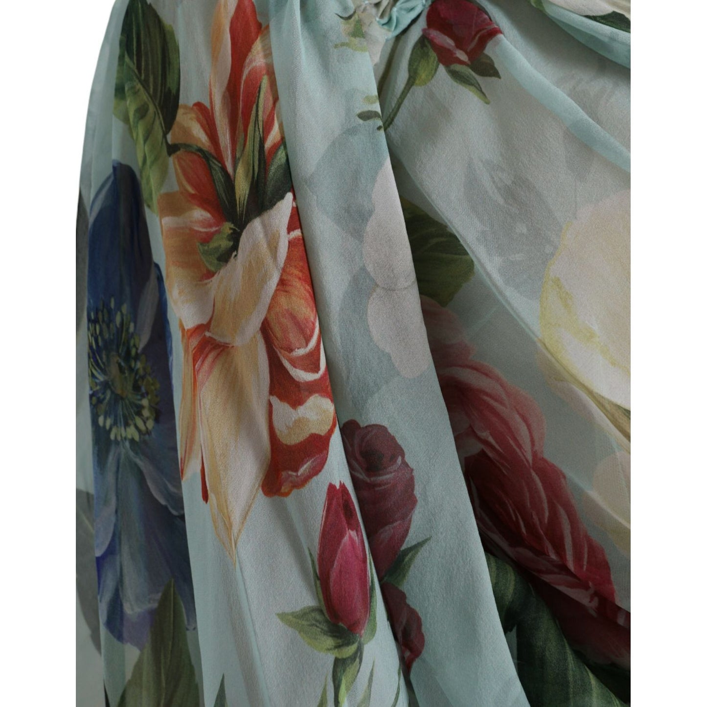 Dolce & Gabbana Blue Floral Print Tiered Long Maxi Dress DR281188-38