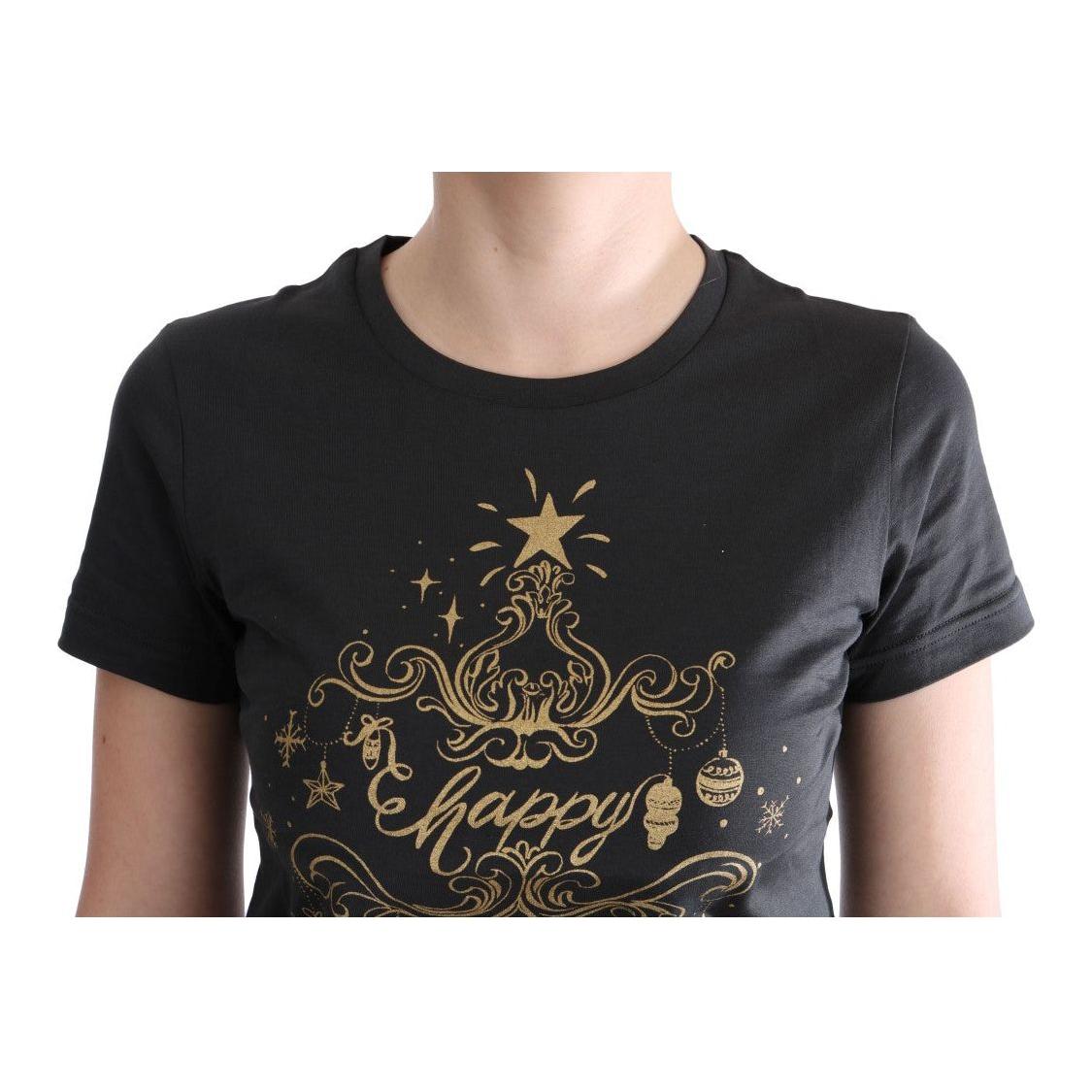 优雅灰色棉质 T 恤，带独家印花