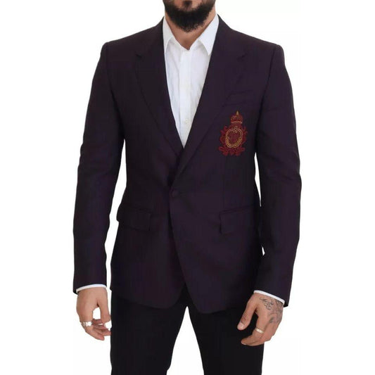 Dolce & Gabbana Purple Logo Single Breasted Wool Blazer JKT3450-52