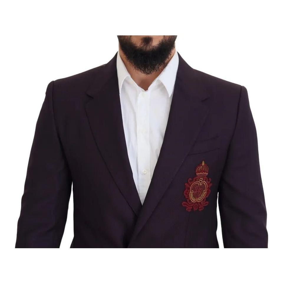 Dolce & Gabbana Purple Logo Single Breasted Wool Blazer JKT3450-52