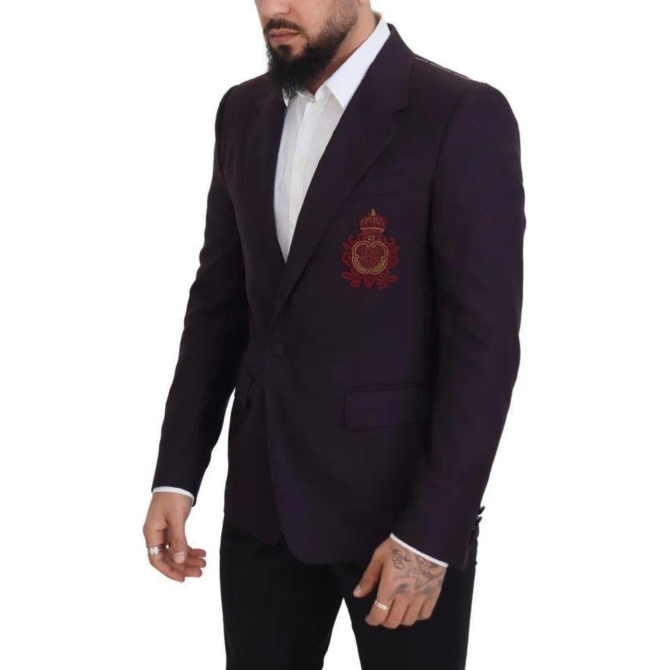 Dolce & Gabbana Purple Logo Single Breasted Wool Blazer JKT3450-52
