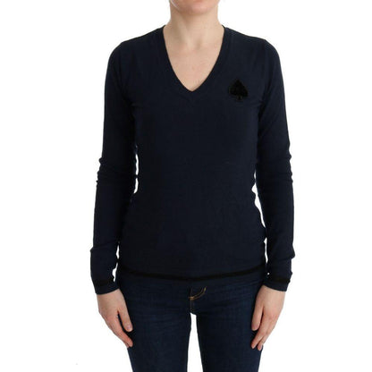 Costume National Blue V-neck Viscose Sweater