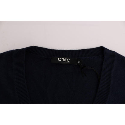 Costume National Blue V-neck Viscose Sweater