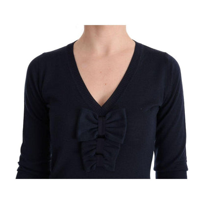 MARGHI LO' Blue Wool Long Sleeve Shift Dress