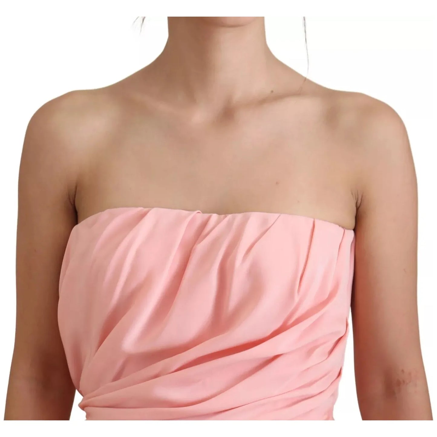 Dolce & Gabbana Pink Silk Stretch Strapless Sheath Dress DR28878#