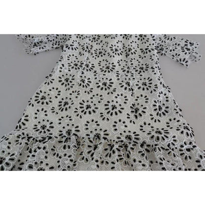 Dolce & Gabbana White Cutout Design Polyester A-line Midi Dress