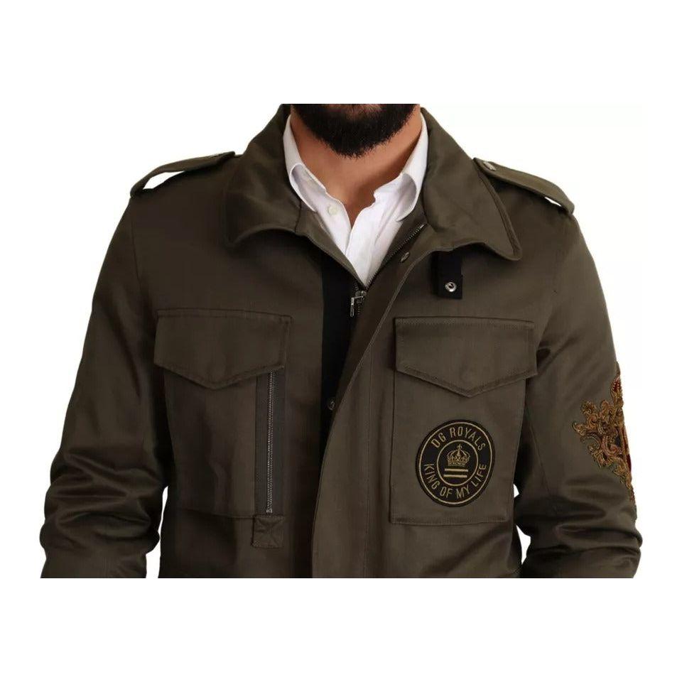 جاكيت معطف من القطن باللون الأخضر من مجموعة DG Love Blouson من Dolce &amp; Gabbana