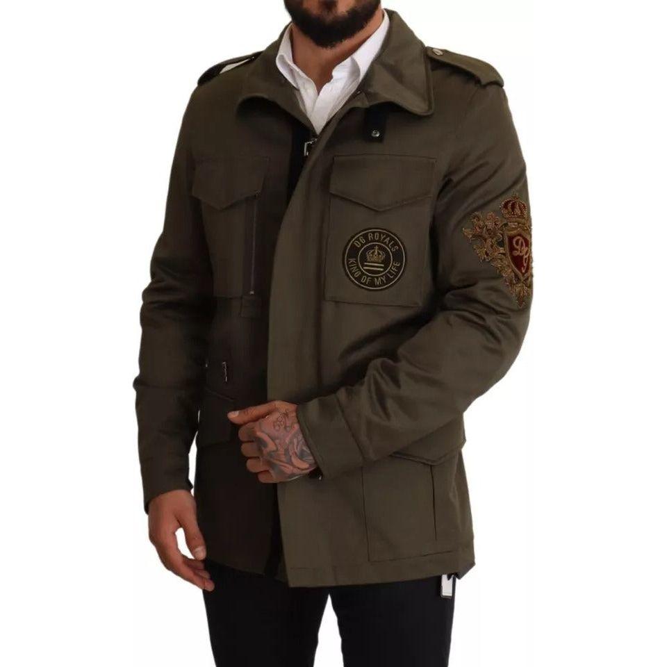 جاكيت معطف من القطن باللون الأخضر من مجموعة DG Love Blouson من Dolce &amp; Gabbana
