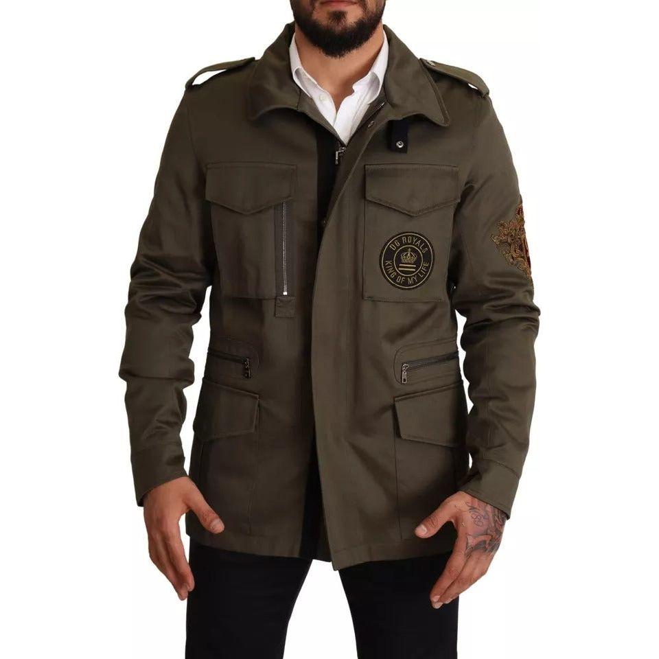 جاكيت معطف من القطن باللون الأخضر من مجموعة DG Love Blouson من Dolce &amp; Gabbana