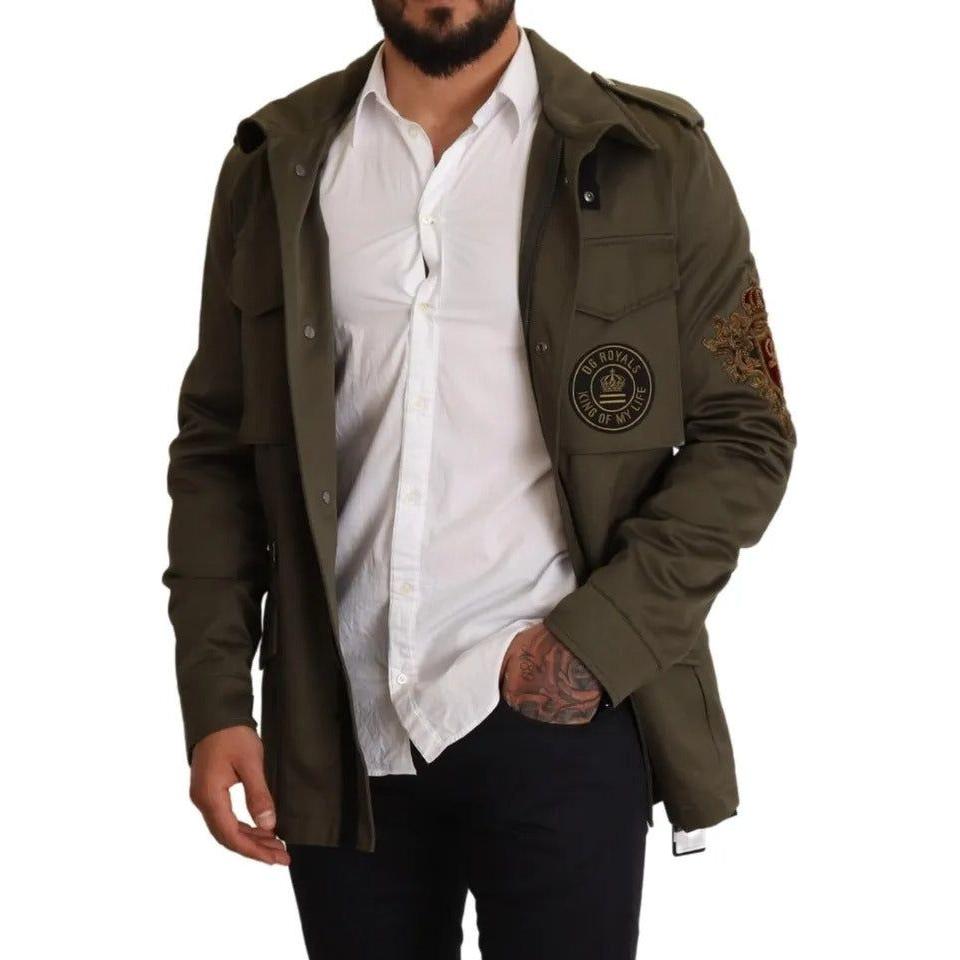 جاكيت معطف من القطن باللون الأخضر من مجموعة DG Love Blouson من Dolce &amp; Gabbana