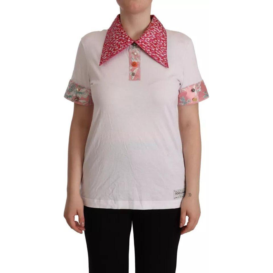 Dolce & Gabbana White Sartoria T-shirt Button Wide Collar Top MAN T-SHIRTS