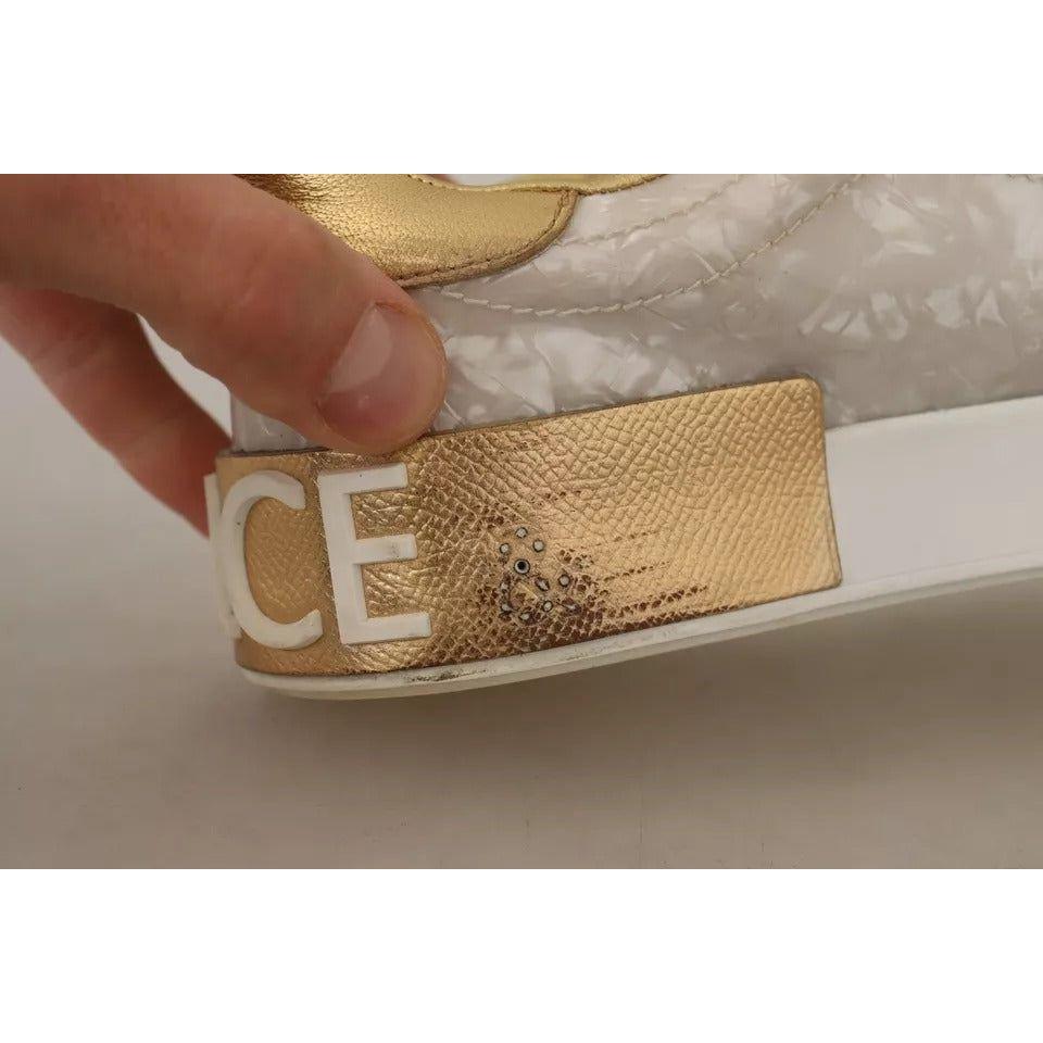 حذاء سنيكرز كاجوال من دولتشي آند غابانا بورتوفينو باللون الأبيض من عرق اللؤلؤ