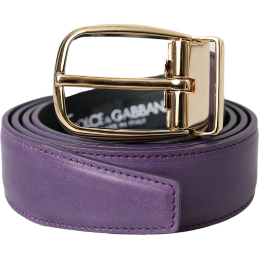Dolce & Gabbana Purple Leather Gold Metal Buckle Belt Men BEL9181-95