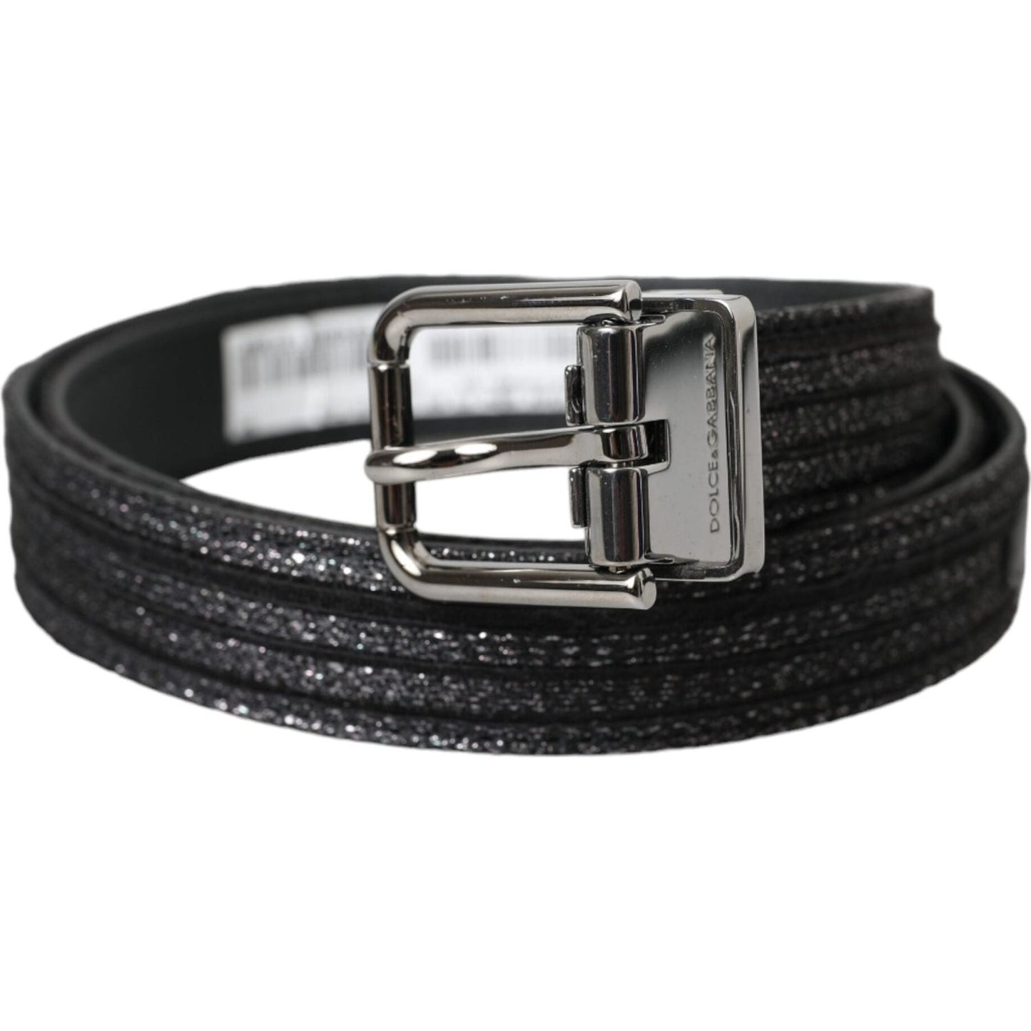 Dolce & Gabbana Black Jacquard Stripes Silver Metal Buckle Belt