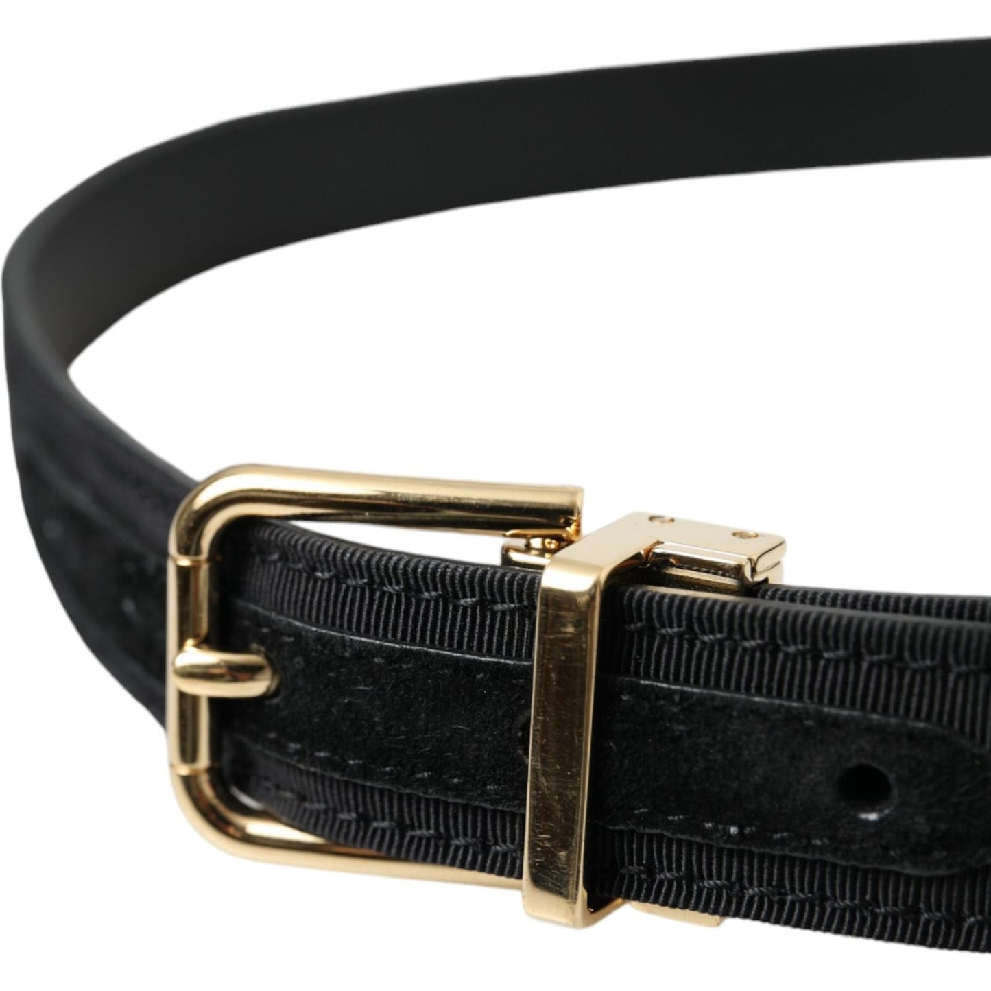 Dolce & Gabbana Black Gros Grain Gold Metal Buckle Belt Men BEL9224-80