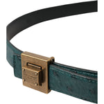 Dolce & Gabbana Dark Green Leather Square Metal Buckle Belt BEL9198-90