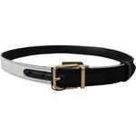 Dolce & Gabbana White Black Patchwork Gold Metal Buckle Belt WMB312-75