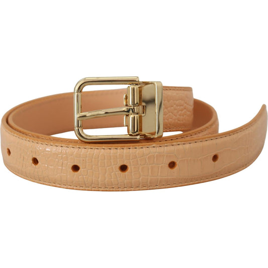 Dolce & Gabbana Beige Exotic Leather Gold Metal Buckle Belt WMB313-75
