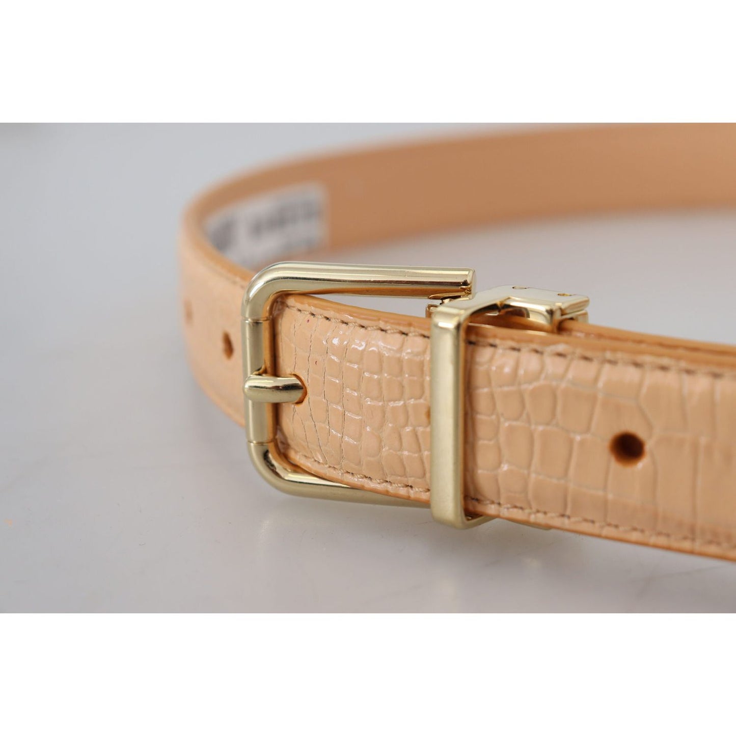 Dolce & Gabbana Beige Exotic Leather Gold Metal Buckle Belt WMB313-75