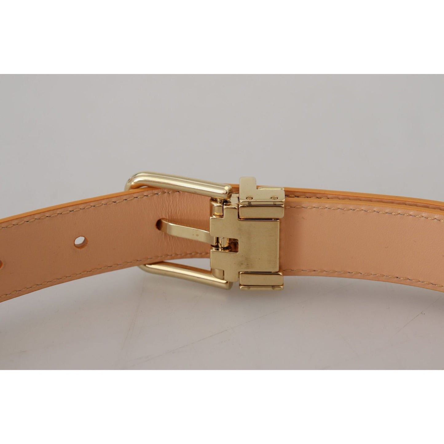 Dolce & Gabbana Beige Exotic Leather Gold Metal Buckle Belt WMB313-75
