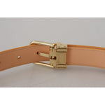Dolce & Gabbana Beige Exotic Leather Gold Metal Buckle Belt WMB313-75