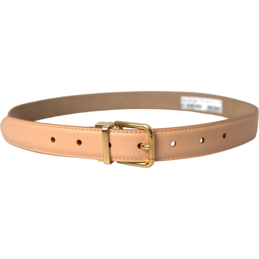 Dolce & Gabbana Beige Calfskin Leather Gold Metal Buckle Belt WMB401-80