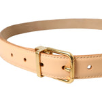 Dolce & Gabbana Beige Calfskin Leather Gold Metal Buckle Belt WMB401-80