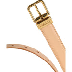 Dolce & Gabbana Beige Calfskin Leather Gold Metal Buckle Belt WMB401-80