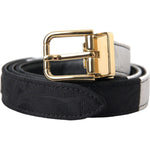 Dolce & Gabbana Black White Patchwork Gold Metal Buckle Belt WMB407-80