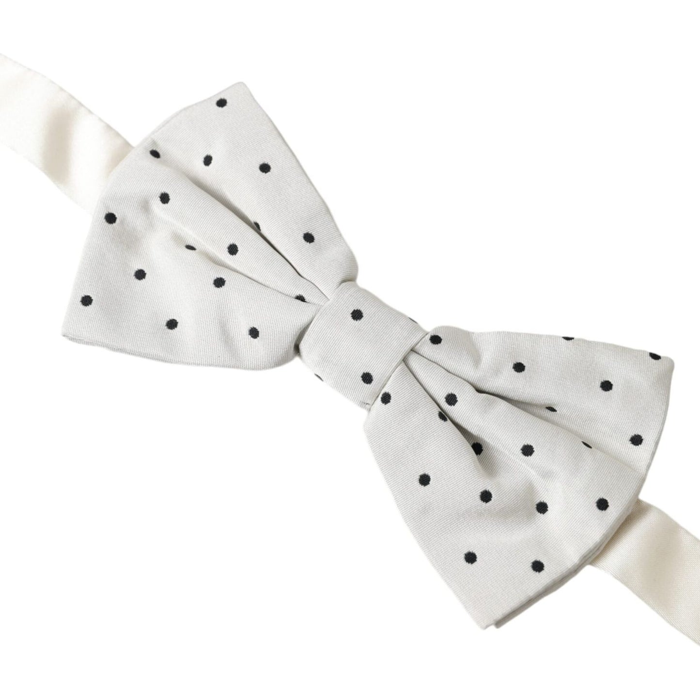 Dolce & Gabbana White Black Polka Dot Polyester Bow Tie Men