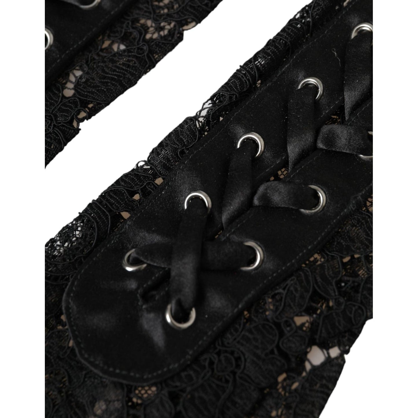 Dolce & Gabbana Black Taormina Lace Elbow Length Gloves LB30123-7.5