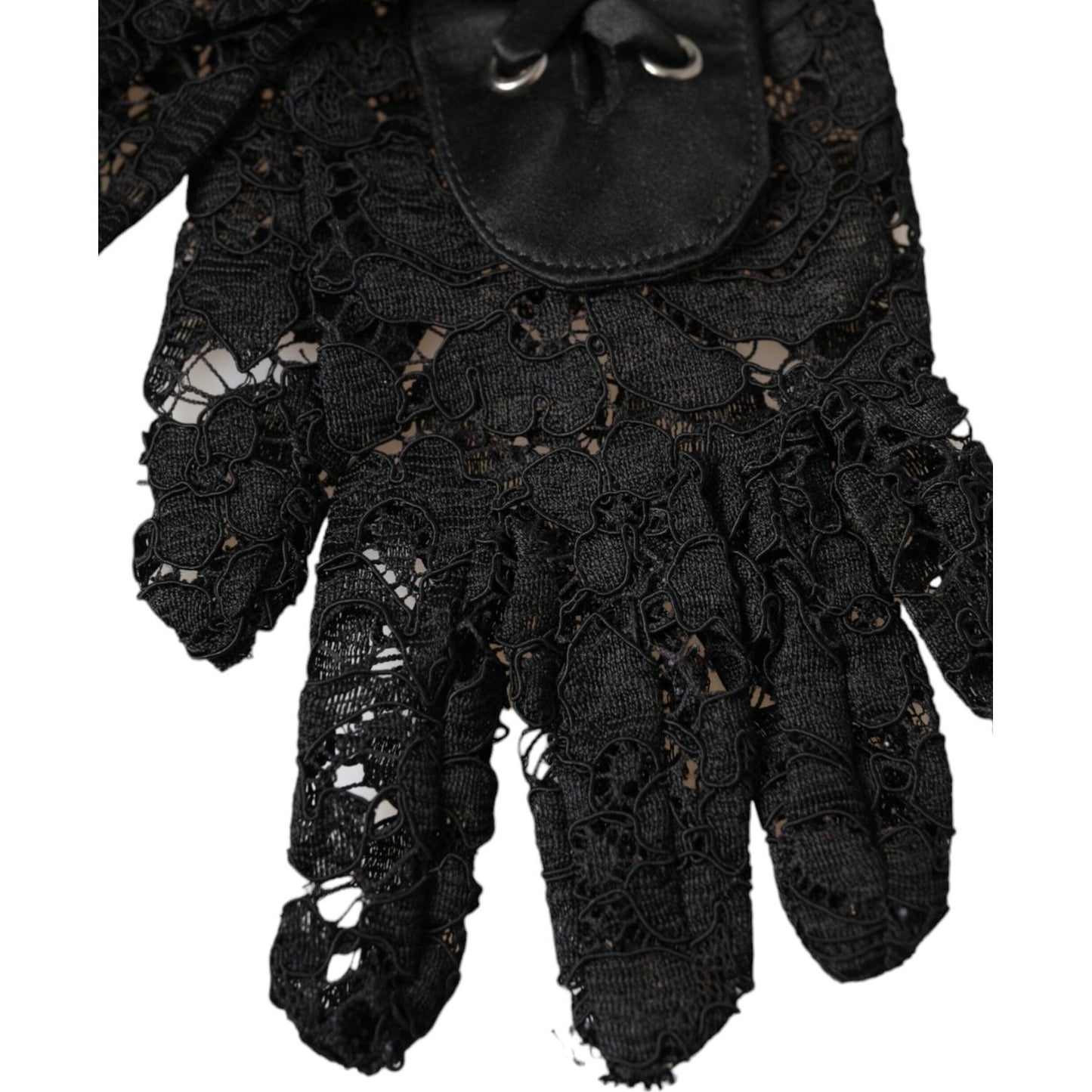 Dolce & Gabbana Black Taormina Lace Elbow Length Gloves LB30123-7.5