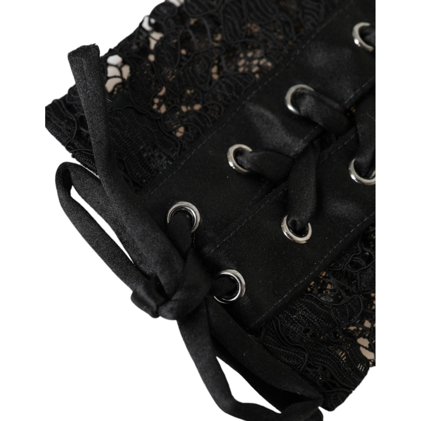 Dolce & Gabbana Black Taormina Lace Elbow Length Gloves LB30123-7.5