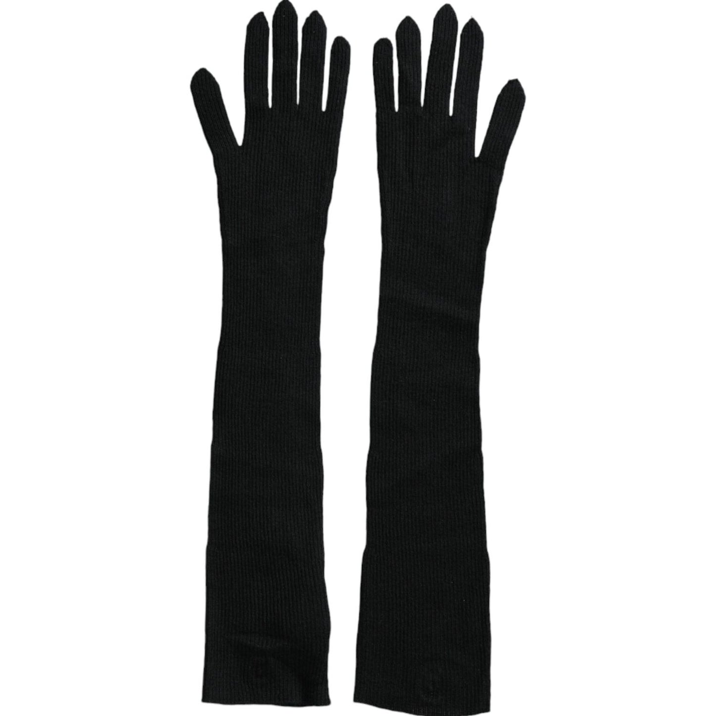 Dolce & Gabbana Black Cashmere Knitted Elbow Length Gloves LB30136-7