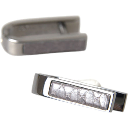 Dolce & Gabbana Silver Plated Metal Brass Pin Men Cufflinks Cufflinks