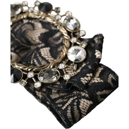 Dolce & Gabbana Black Lace Crystal Handmade Brooch Hair Pin FASHION ACCESSORIES
