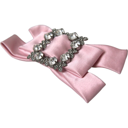 Dolce & Gabbana Pink Satin Crystal Jewelry Brooch Hair Pin FASHION ACCESSORIES