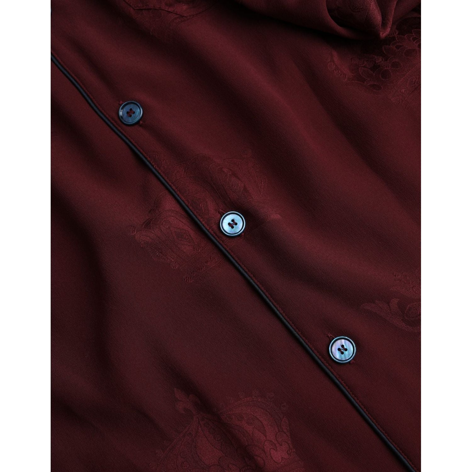 قميص دولتشي آند غابانا مارون كراون جاكار حرير بأكمام طويلة