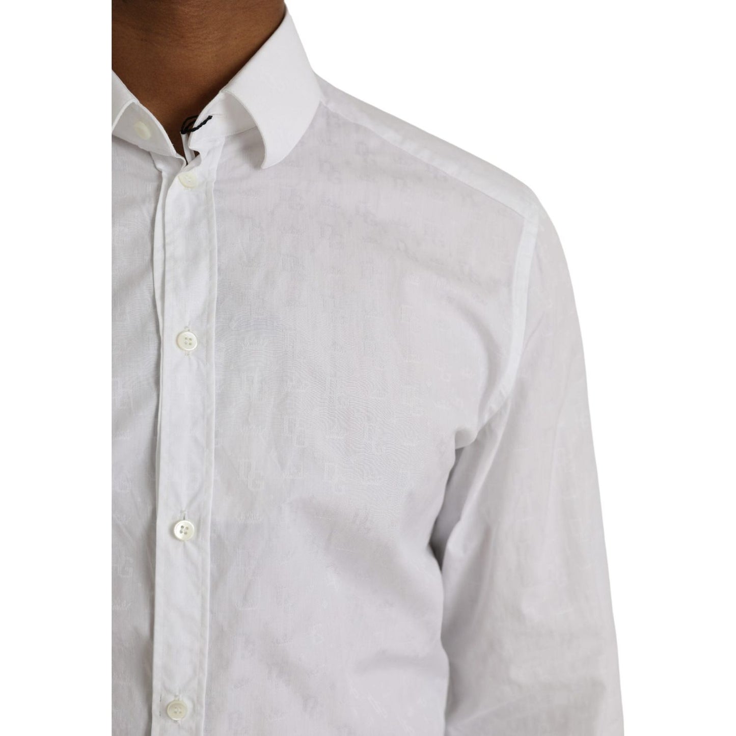 Dolce & Gabbana White Cotton Long Sleeve Dress GOLD Shirt