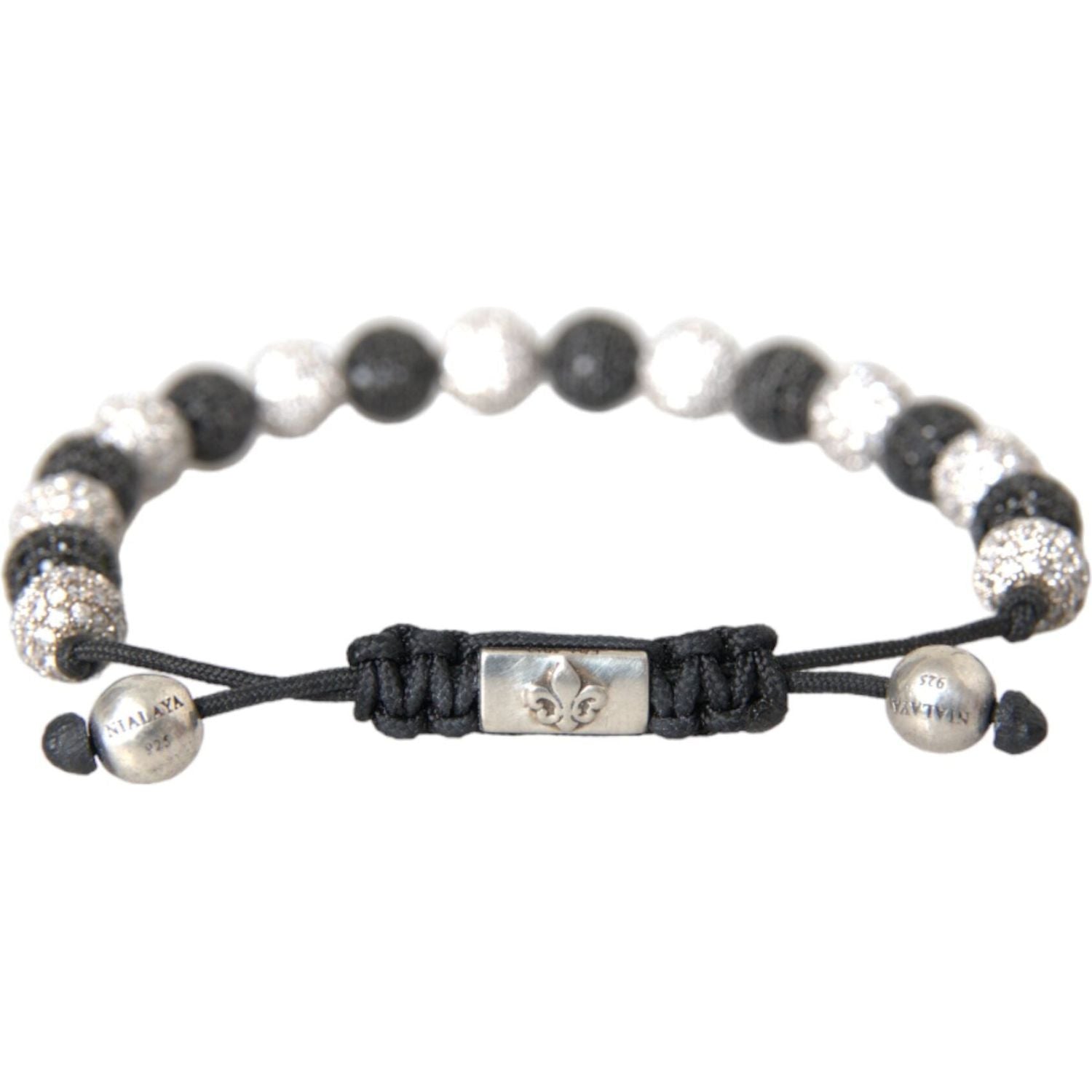 سوار نيالايا من خرز كريستال CZ باللونين الأسود والأبيض