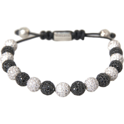 Nialaya CZ Crystal Ball Black White Beaded Bracelet Bracelet